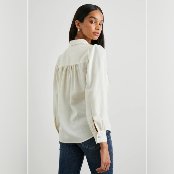 Rails Angelica Shirt Winter White Button Up Embellished Cream Small - Picture 3 of 13